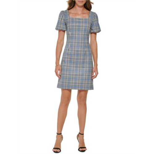 DKNY womens plaid mini sheath dress