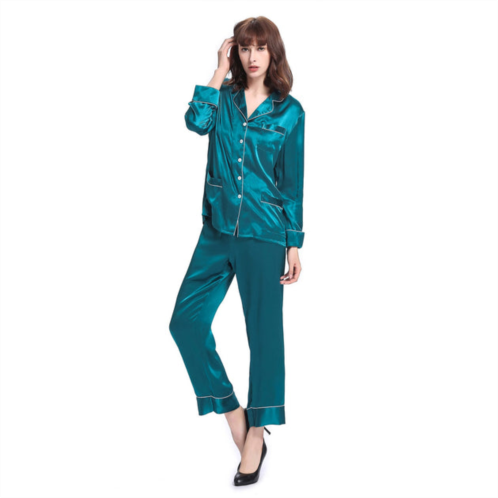 LILYSILK 22 momme chic trimmed silk pajama set for women