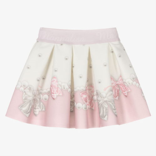 Monnalisa pink bow print flared skirt