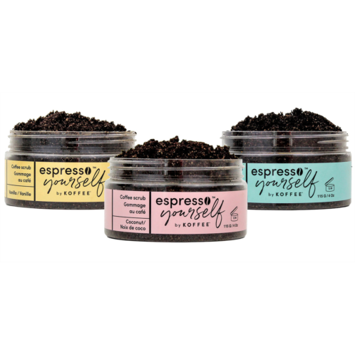Koffee Beauty espresso yourself the iconic trio by for unisex - 4 pc 4oz coffee scrub - coconut, 4oz