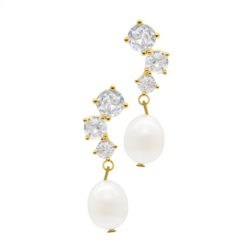 Adornia 14k gold plated deco crystal and freshwater pearl drop earrings