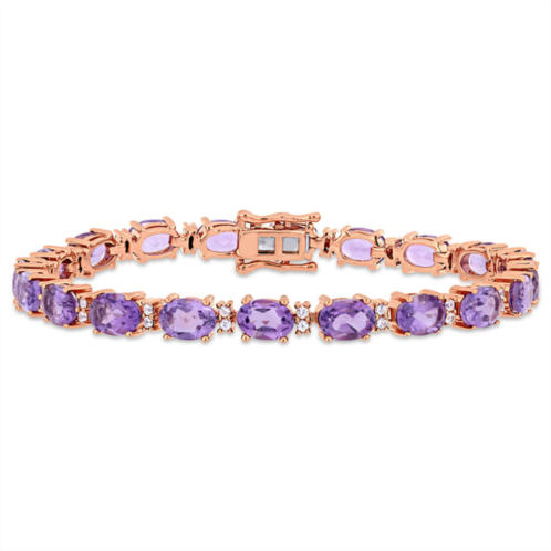 Mimi & Max 14 5/8ct tgw amethyst and white sapphire tennis bracelet in rose silver