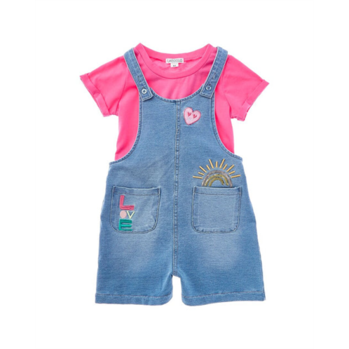 Flapdoodles knit denim shortall set