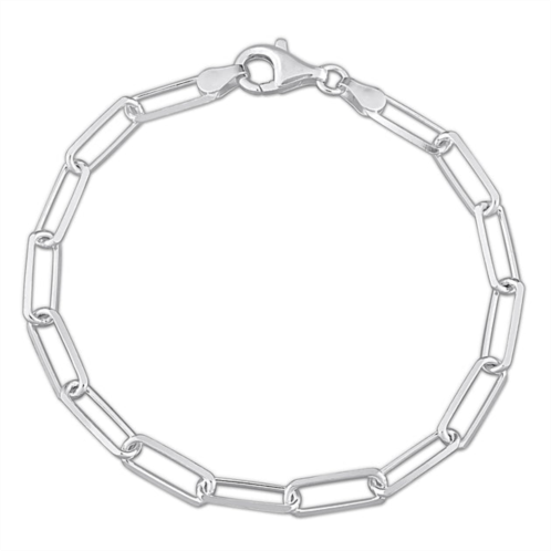 Mimi & Max 5mm diamond cut paperclip chain bracelet in sterling silver, 7.5 in