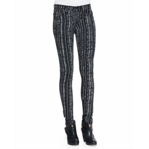 Rag & Bone women barcode printed mid rise skinny jeans leggings in black/white