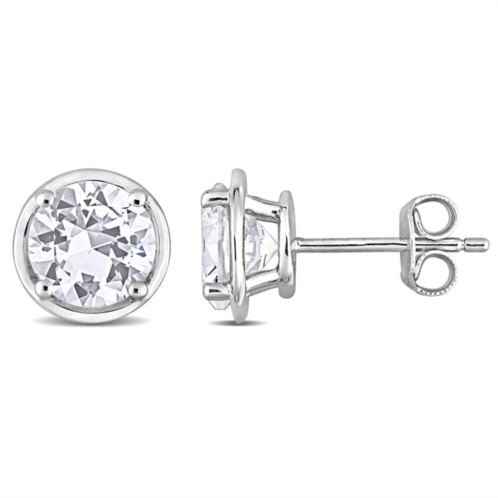 Mimi & Max 3 1/4ct tgw created white sapphire bezel style stud earrings in sterling silver