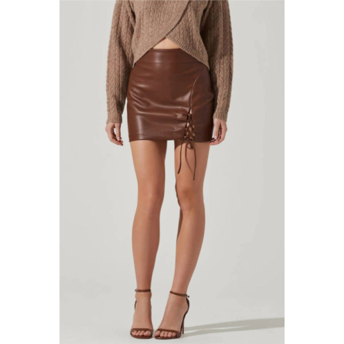 ASTR atwell faux leather skirt in chestnut
