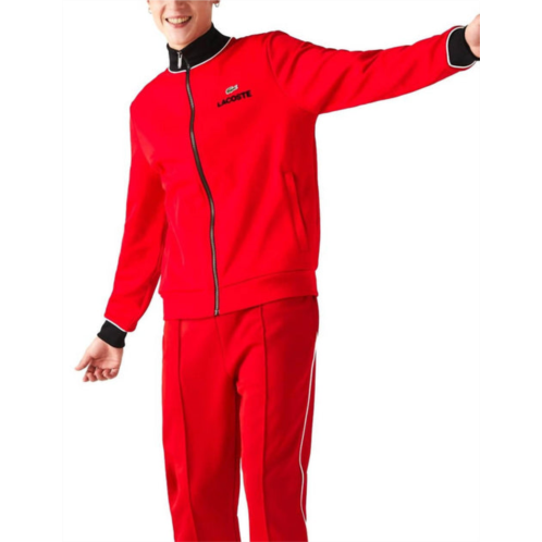 LACOSTE mens sport contrast accents print zip sweatshirt in red/black/white