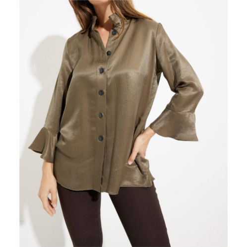Joseph Ribkoff stand collar blouse in olive green
