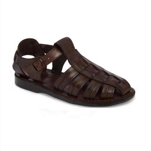 Jerusalem Sandals mens barak leather closed toe sandal in brown