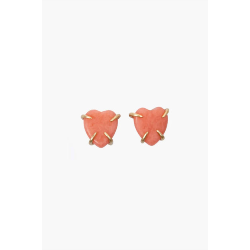 Clare V. womens stone heart studs earrings in vintage gold and coral