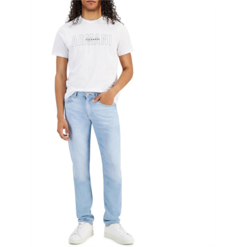 Armani Exchange mens linen blend light wash skinny jeans
