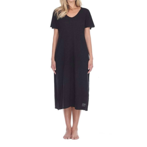 PJ Harlow chelsea cotton short sleeve long dress w- poetic quotes and sayings in black