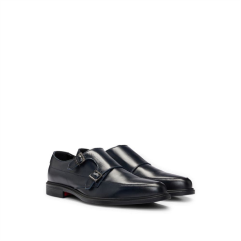 HUGO double-monk shoes in leather with logo
