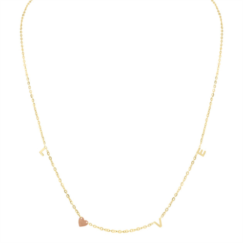 SSELECTS 14k solid yellow and love necklace with lobster clasp