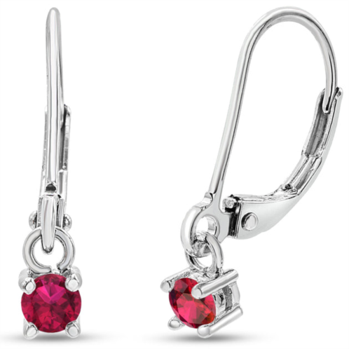 SSELECTS 1/5 carat created ruby leverback earrings in sterling silver