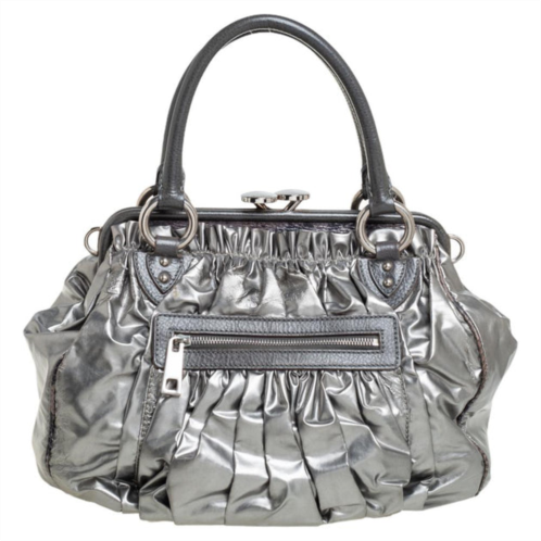 Marc Jacobs metallic leather stam satchel