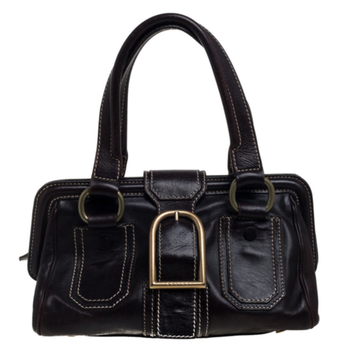 Celine leather buckle satchel