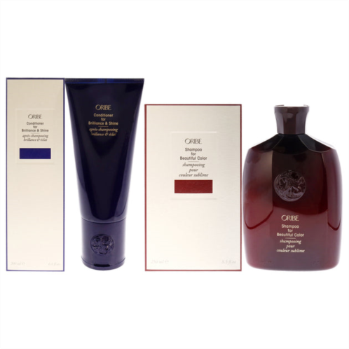 Oribe conditioner for brilliance and shine and shampoo for beautiful color kit by for unisex - 2 pc kit 6.8oz conditioner, 8.5oz shampoo