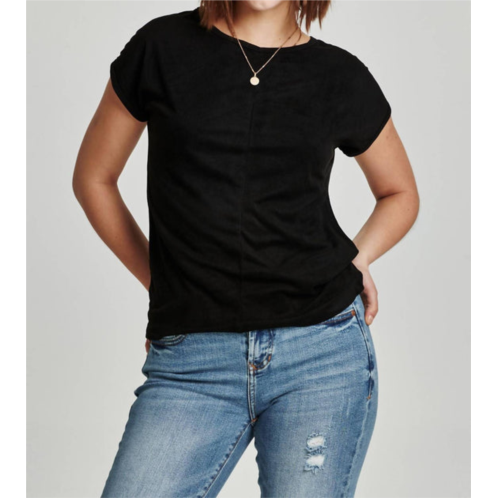 Another Love lacey short sleeve dolman top in black