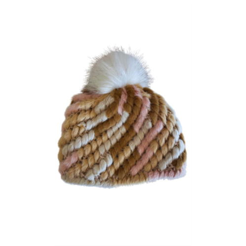 Jocelyn womens snowball knitted faux fur hat in pastel multi