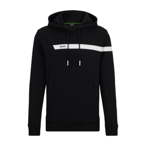 BOSS cotton-blend hoodie with graphic logo stripe