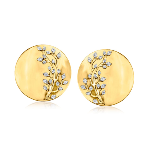 Ross-Simons diamond vine medallion earrings in 18kt gold over sterling