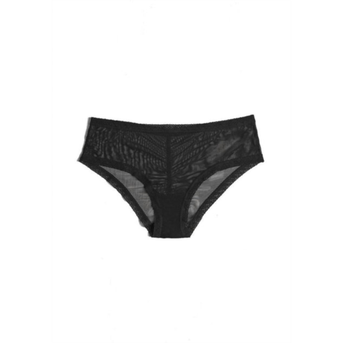 Blush Lingerie womens mesh lace trim hipster panty in black