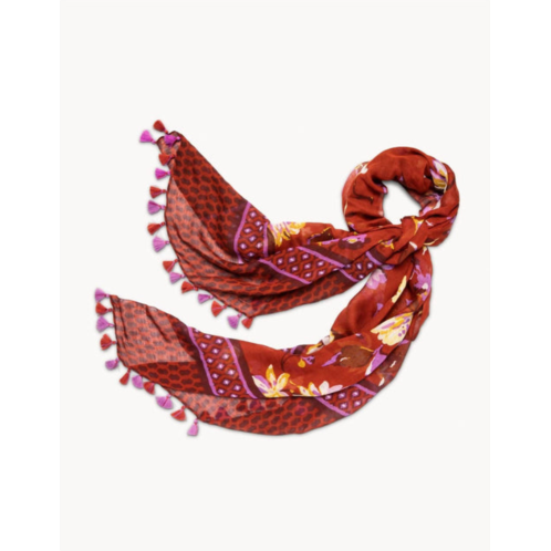 Spartina 449 painterly floral scarf in red