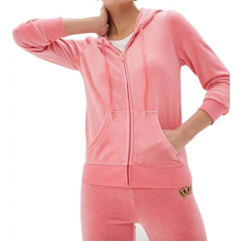 Juicy Couture traditional logo track velour robertson hoodie in pink lemonade
