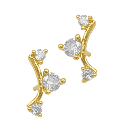 Adornia 14k gold plated studded climber earrings