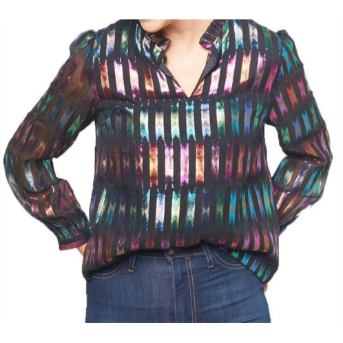 EMILY LOVELOCK lizzy stripe blouse in black multi