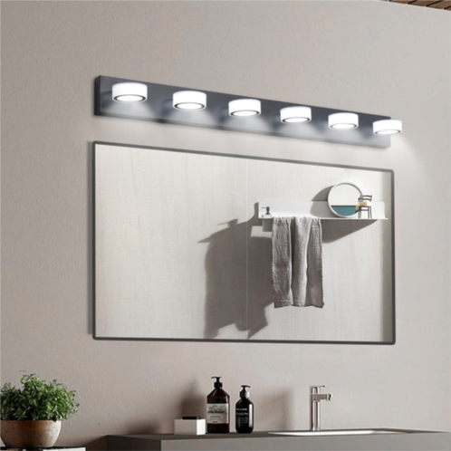 Simplie Fun led modern black 6-light vanity lights fixtures over mirror bath wall lighting