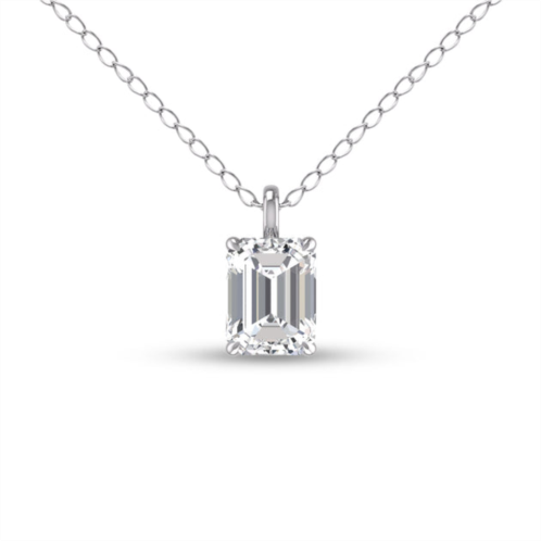 SSELECTS lab grown 1 carat emerald solitaire diamond pendant in 14k white gold
