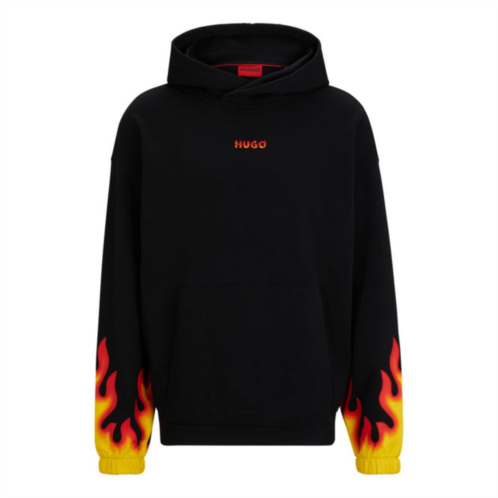 HUGO cotton-terry hoodie with puffed flame logo