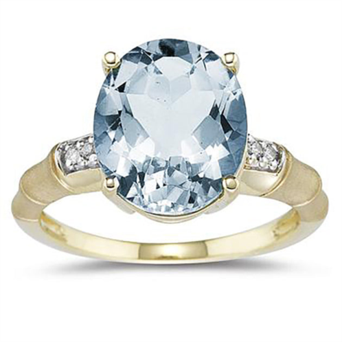 SSELECTS 3.97 carat aquamarine and diamond ring in 14k yellow gold