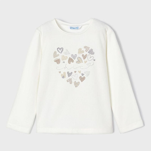 Mayoral white heart applique t-shirt