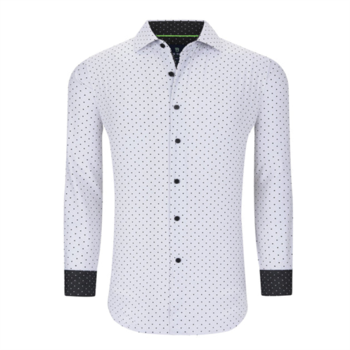 Tom Baine slim fit performance long sleeve geometric button down