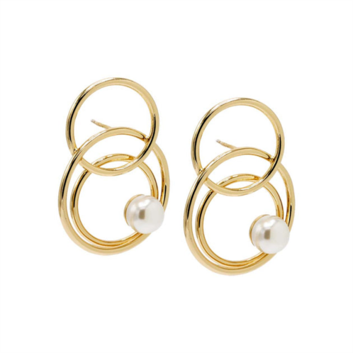 Adina Eden solid multi loop pearl drop stud earring