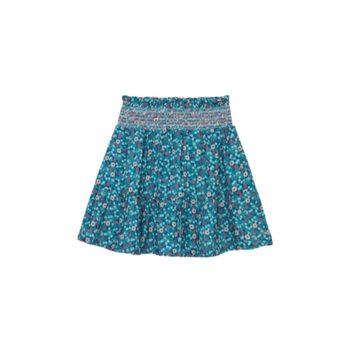 Peek girls floral smocked pixie skirt in blue floral