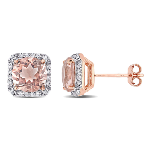 Mimi & Max 2 1/2ct tgw cubic zirconia and simulated morganite halo stud earrings in rose silver