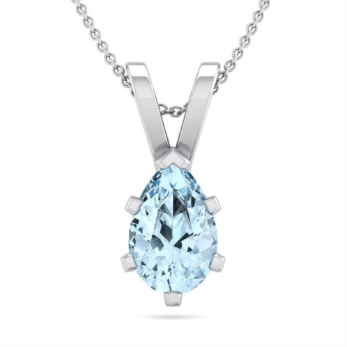 SSELECTS 3/4 carat pear shape aquamarine necklace in sterling silver, 18 inches