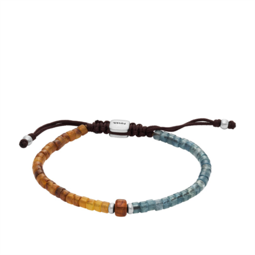 Fossil mens summer fashion blue and brown acrylic beaded bracelet