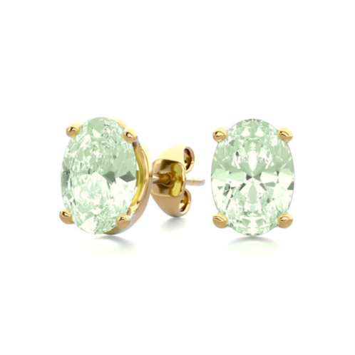 SSELECTS 1 1/2 carat oval shape amethyst stud earrings in 14k yellow gold over sterling silver