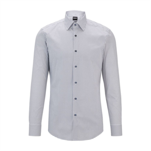 BOSS slim-fit shirt in geometric-printed stretch-cotton poplin