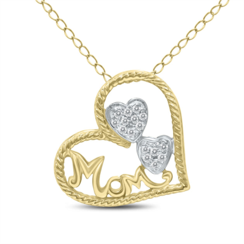 SSELECTS 1/10 carat tw diamond heart mom pendant in 14k