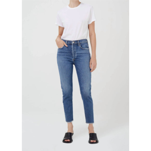 AGOLDE riley high rise straight crop jean in silence