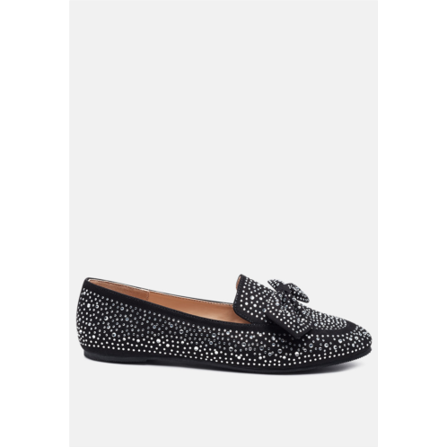 London Rag dewdrops embellished casual bow loafers