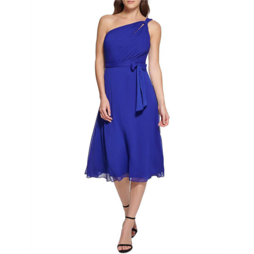 DKNY petites womens tie waist knee cocktail and party dress