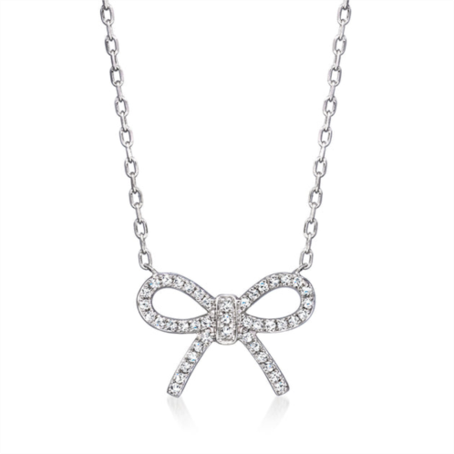 RS Pure by ross-simons diamond bow necklace in sterling silver